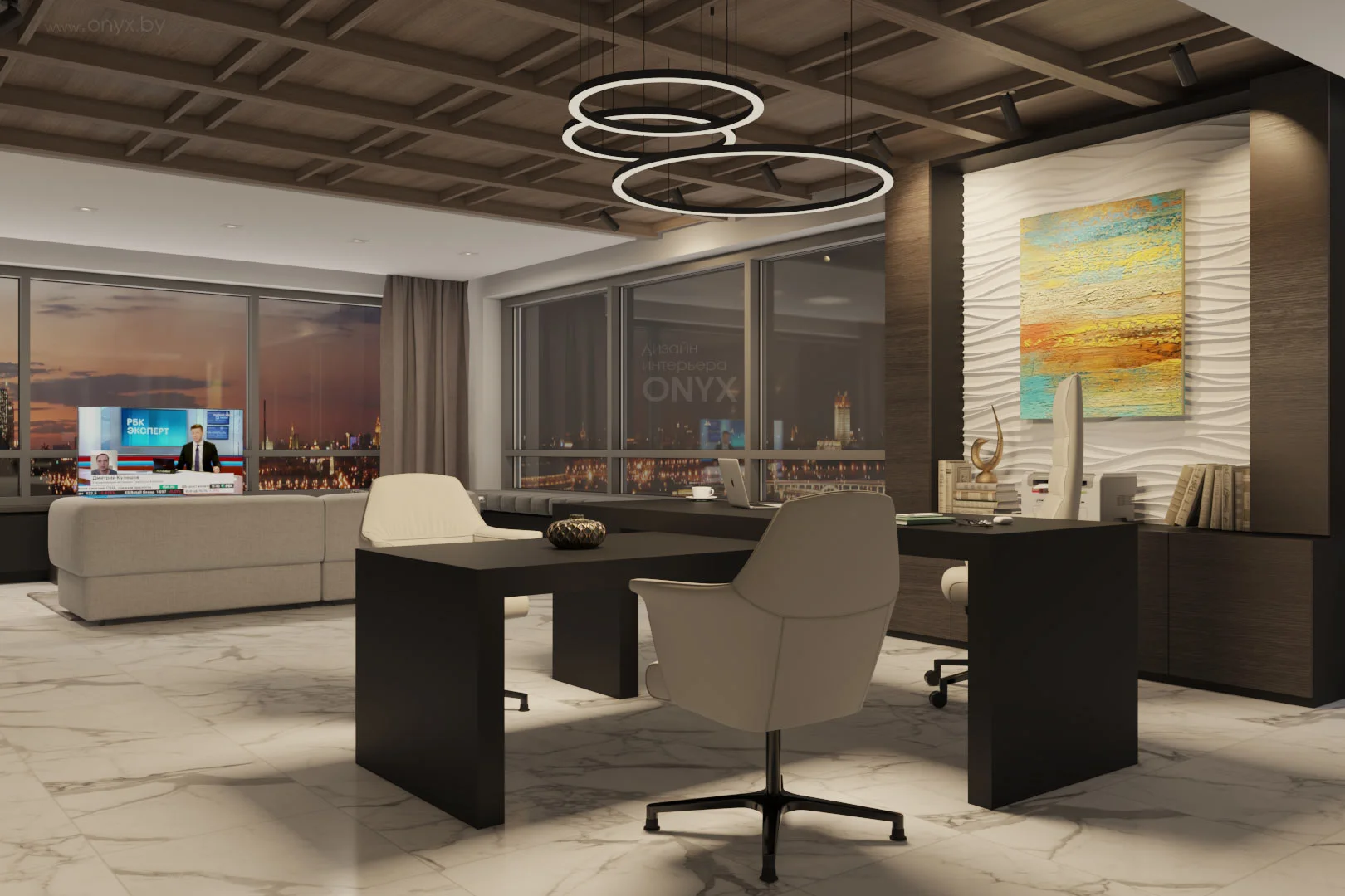 Дизайн кабинета «Черное на белом»